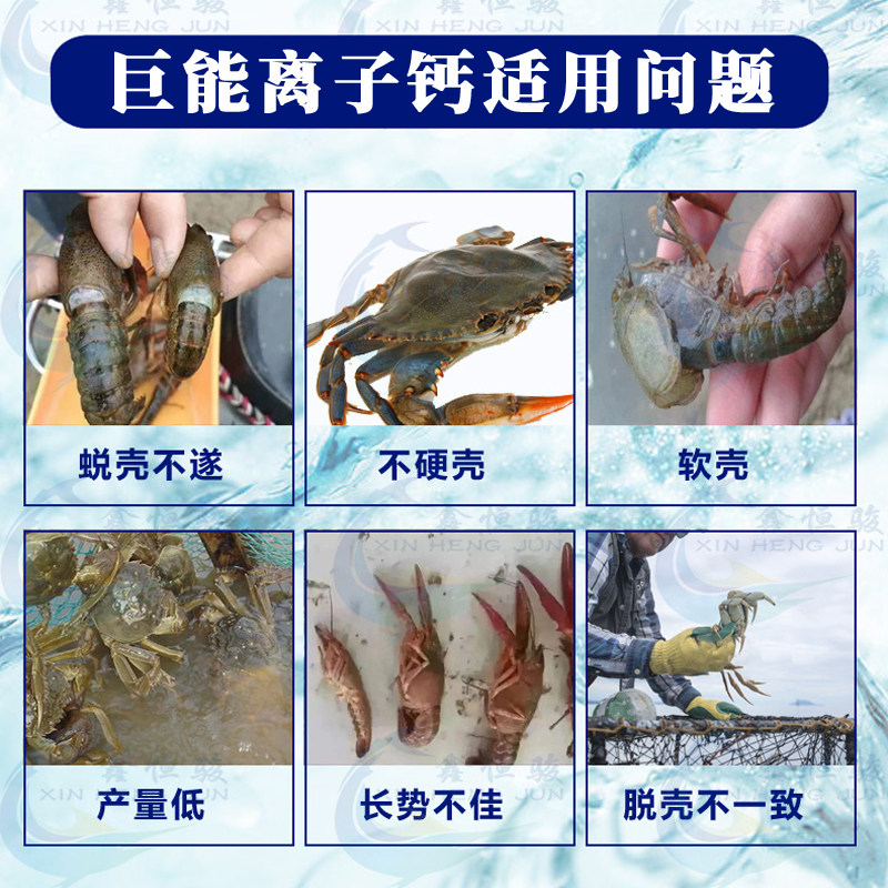 离子钙水产养殖龙虾脱壳素助长虾蟹养殖用硬壳宝促生长补钙脱壳素