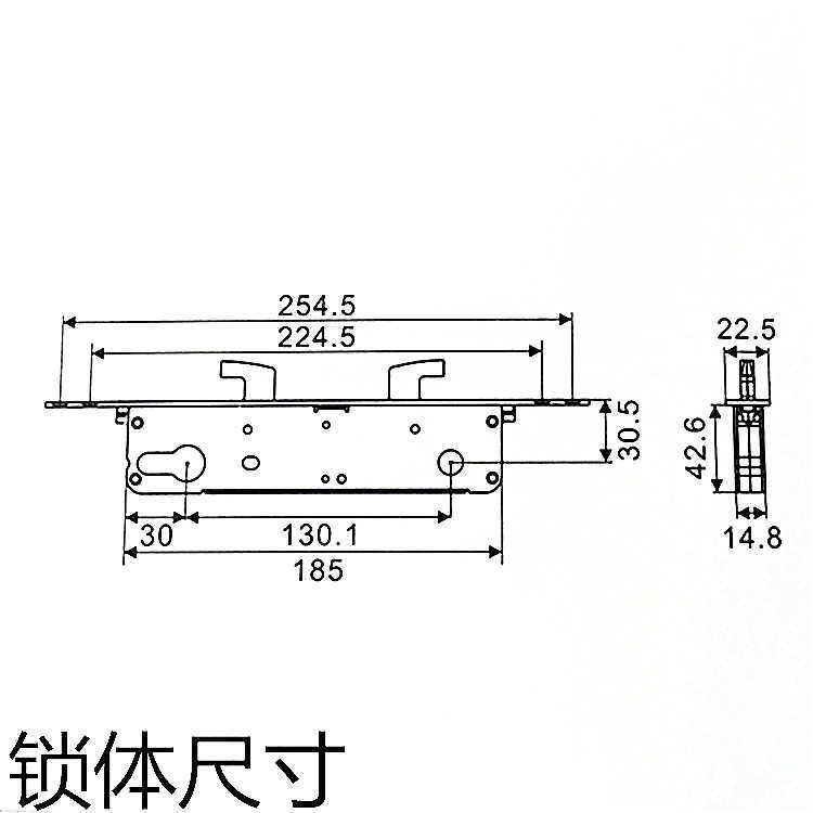 重型推拉门锁铝合金移门双重型挂锁中间倒钩亚尔勾锁四扇门双锁移