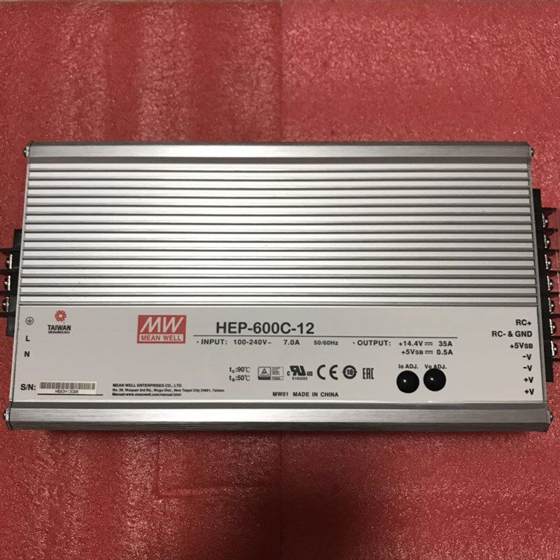台湾明纬铝壳灌胶带PFC三段式充电器 HEP-600C-12 600W 14.4V35A
