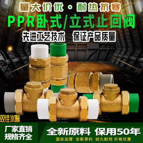 PPR黄铜止回阀4/6分1寸卧式立式止阀内外丝水管道单向阀40/50/63