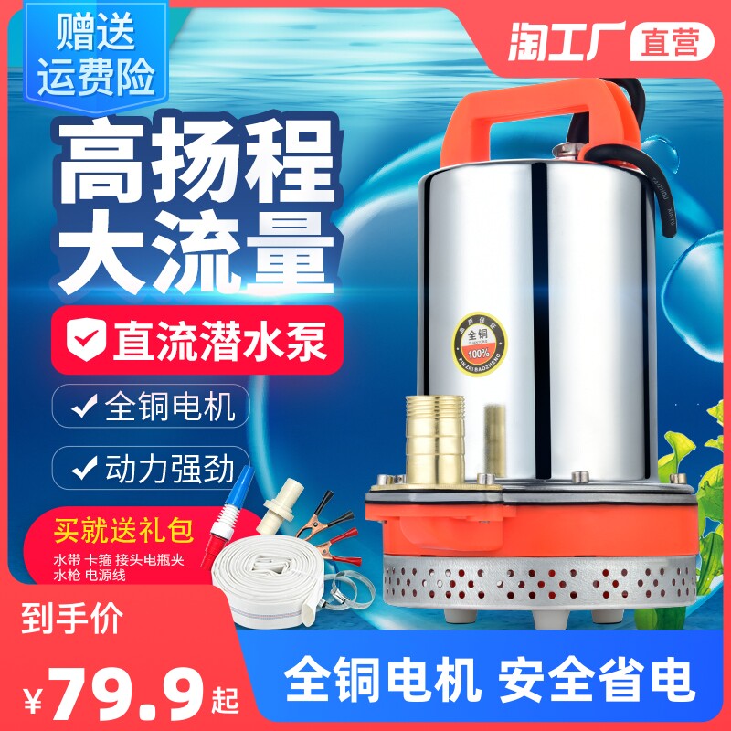 直流潜水电泵家用电瓶车抽水泵12v24v48v60v小型电动农用抽水机