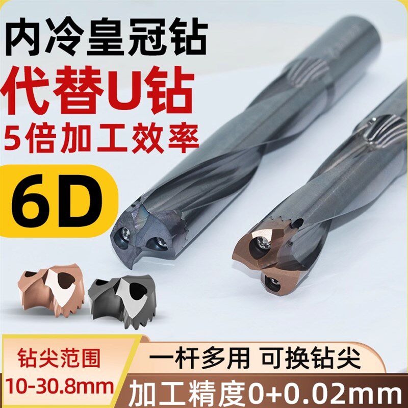 世工皇冠钻头刀杆6D倍内冷暴力U钻GHZG01剑齿钻刀片铲钻深孔钻