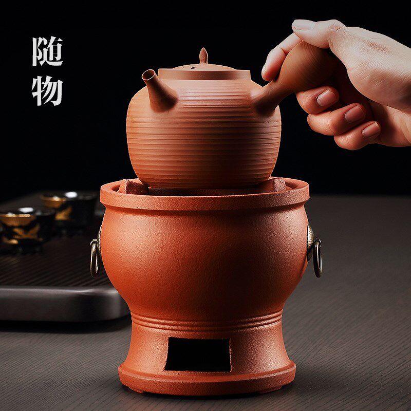 纯手工红泥侧把壶陶瓷烧水壶煮茶壶砂铫壶专用煮水壶明火泡茶炭炉