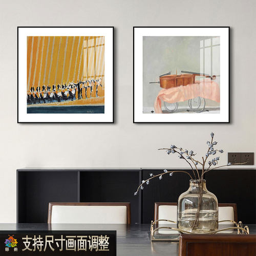 暖居治愈系小众装饰画简约小清新小尺寸壁画北欧风猫咪正方形挂画
