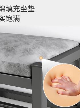 鞋架简易门口家用换鞋凳不锈钢多层入户一体可坐式带凳子收纳鞋柜