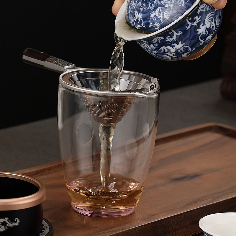 大马士革钢茶滤茶漏304不锈钢过滤网创意茶渣过滤器茶隔茶具配件