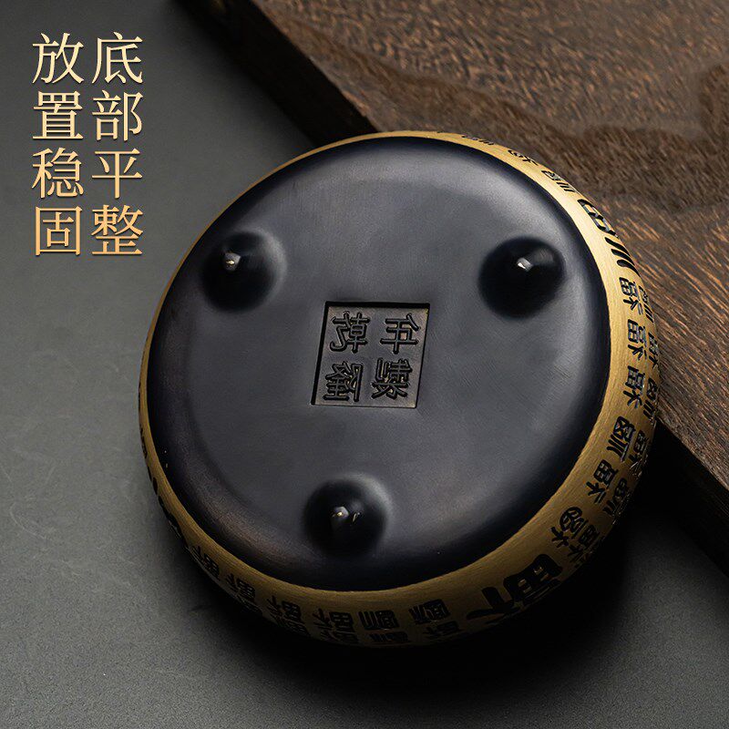大号铜烟灰缸新中式百福铜缸创意家用客厅烟缸茶台茶室防飞灰防摔