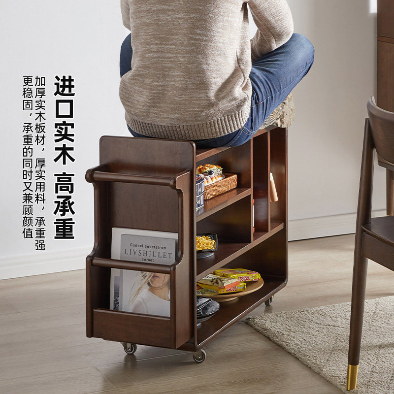实木可移动小推车阳台侧边柜客厅沙发边几北欧简约厨房置物架餐车