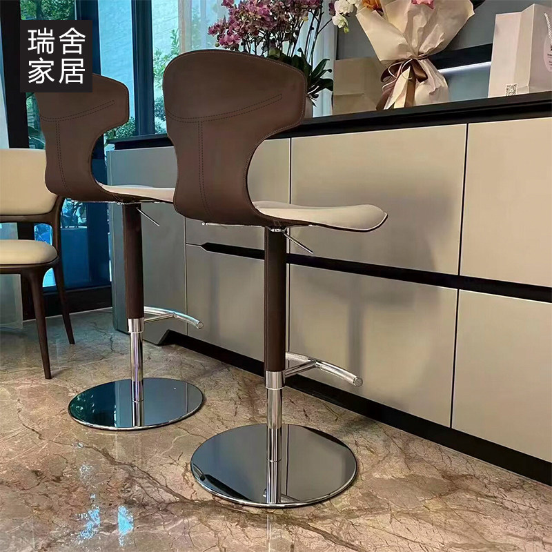 吧台椅家用升降吧台椅不锈钢高脚凳旋转椅吧台凳设计师款吧台椅子