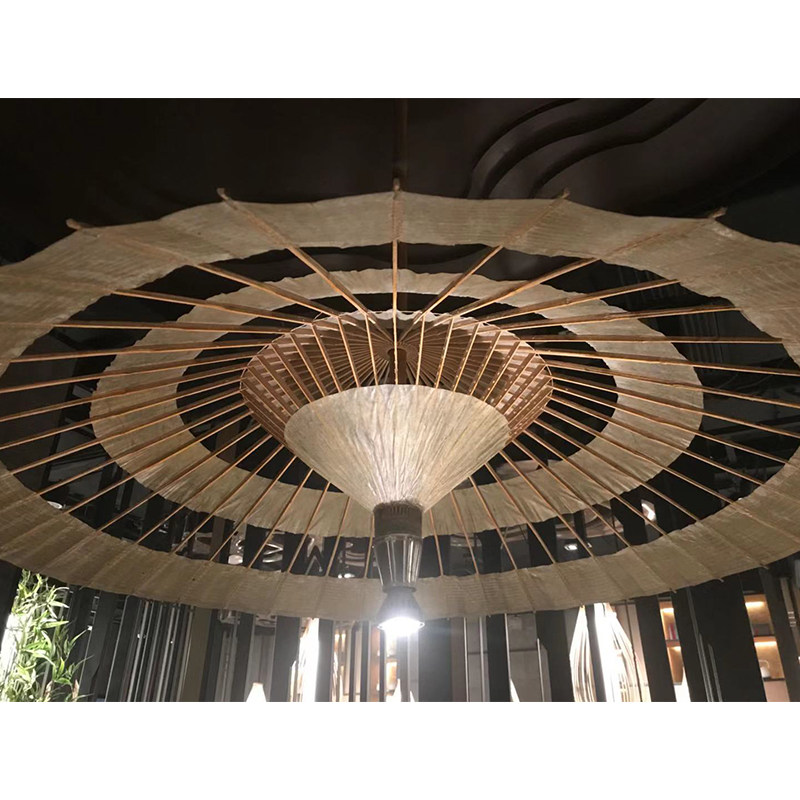油纸伞中式古典镂空灯罩伞酒店茶楼展厅古风简约吊顶装饰转玩球伞