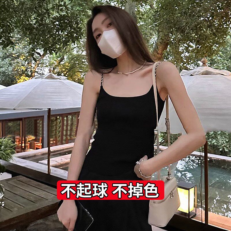 大码胖mm金属链条针织小吊带背心女2024新款西装内搭外穿上衣春夏