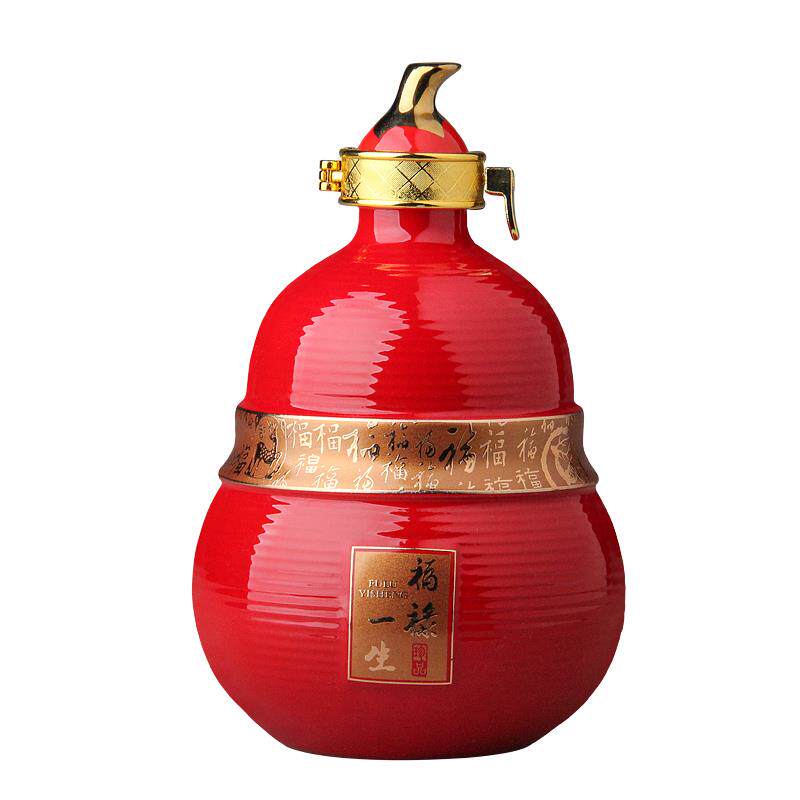 景德镇陶瓷酒瓶半斤1斤5斤装家用密封空酒坛子红色葫芦小酒壶酒具