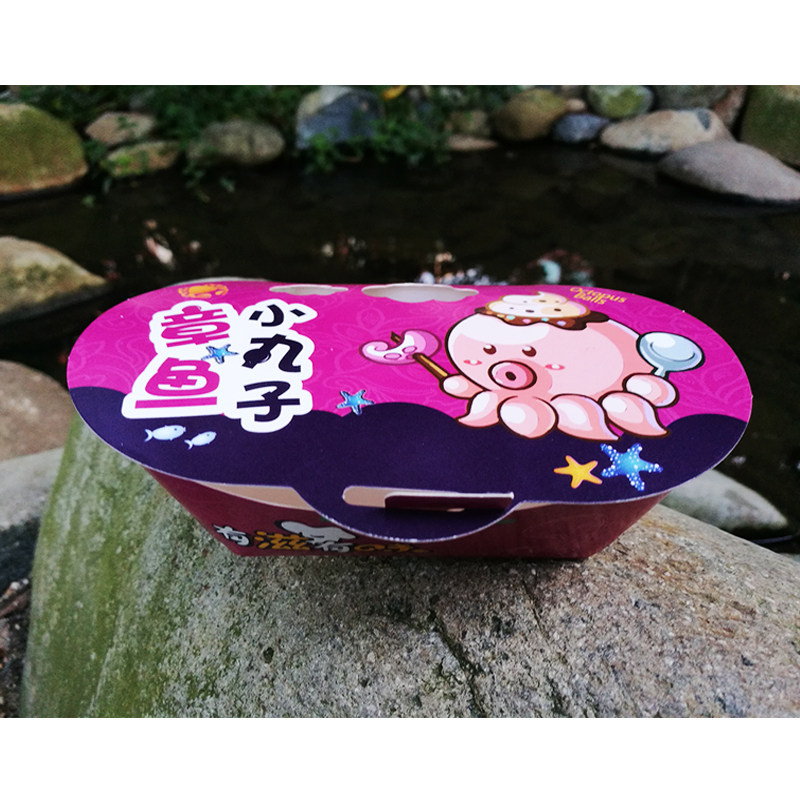 章鱼烧盒商用6粒小丸子一次性打包盒6-8颗淋膜防油食品纸盒可定制