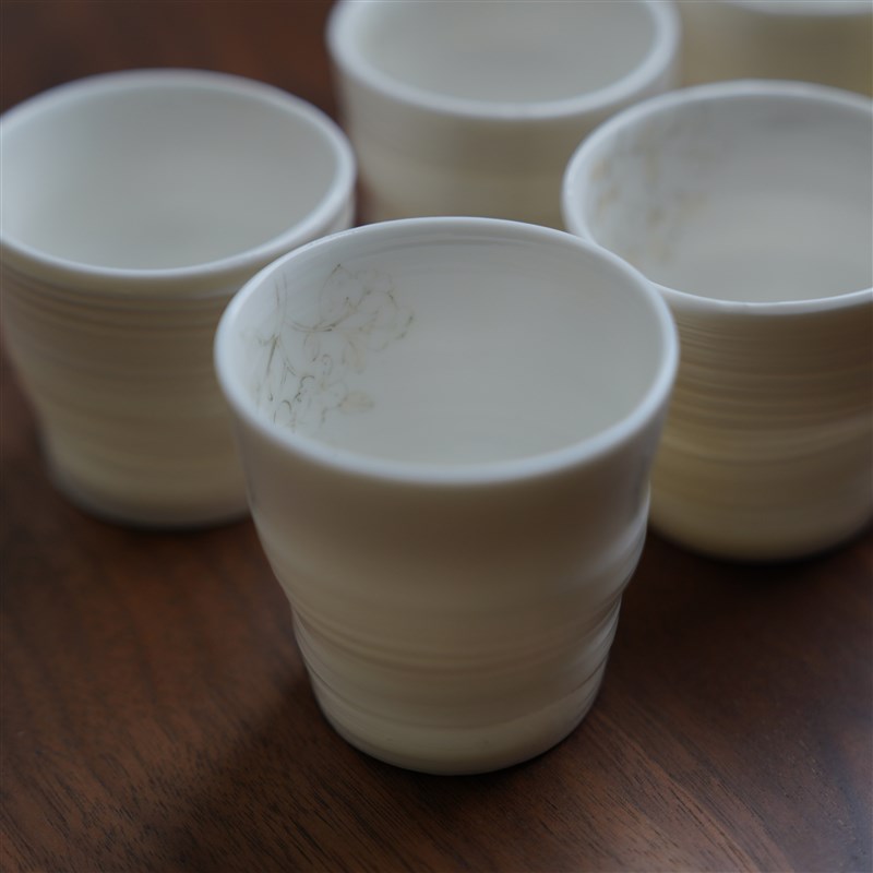 钟友健手作玉泥系列釉下彩手绘小茶杯碗手握杯龙纹景德镇市中式