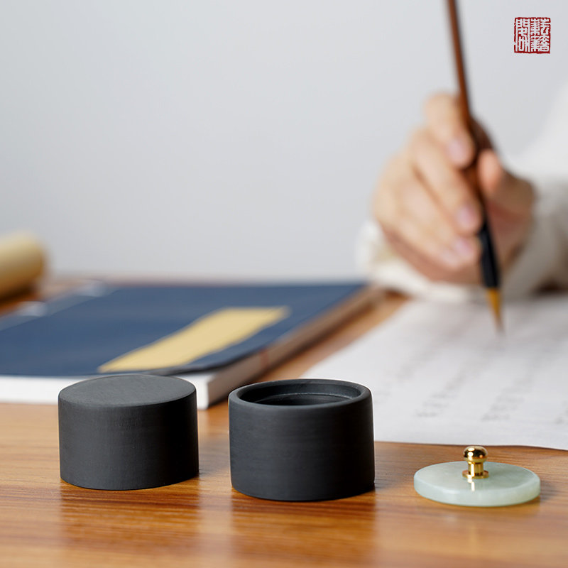 玉石迷你小砚台书法专用原石带盖不干墨毛笔小楷学生便携砚台墨池图片