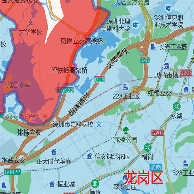 深圳市2021市区地图墙贴定制城区街道图新版卫星电子超大巨幅挂图