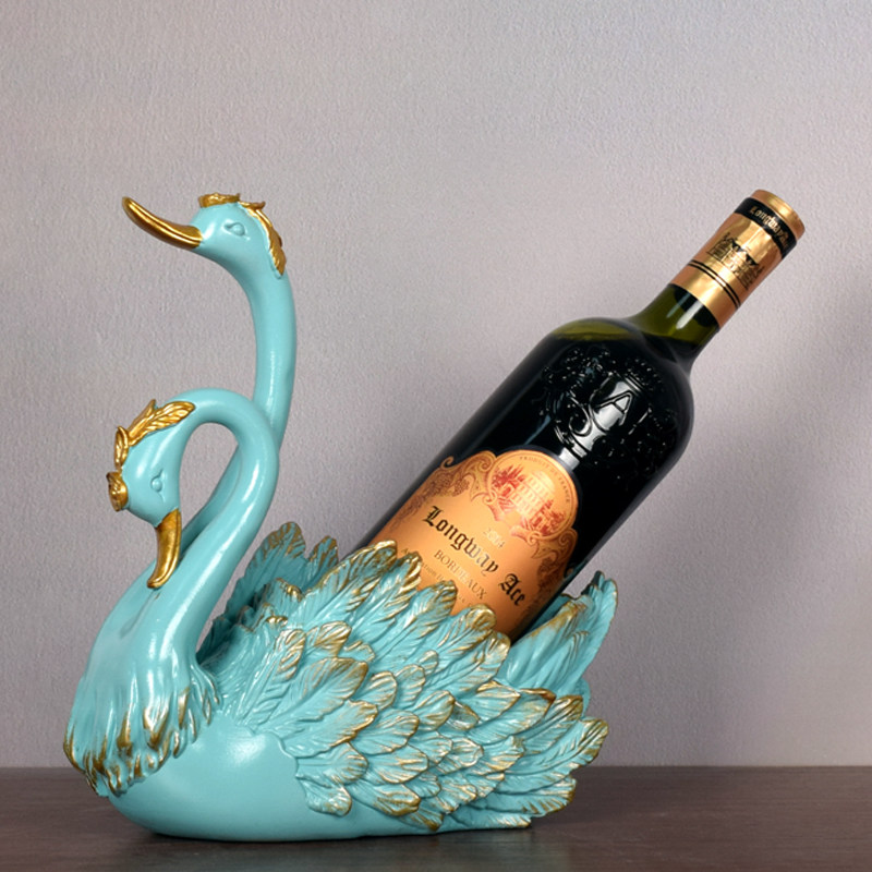 欧式招财天鹅红酒架摆件创意客厅酒柜别墅工艺装饰品乔迁新年礼物