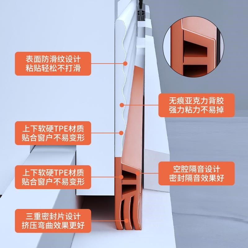 推拉门窗缝隙密封条房间隔音门底下边挡风贴挡条防风胶条神器挡板