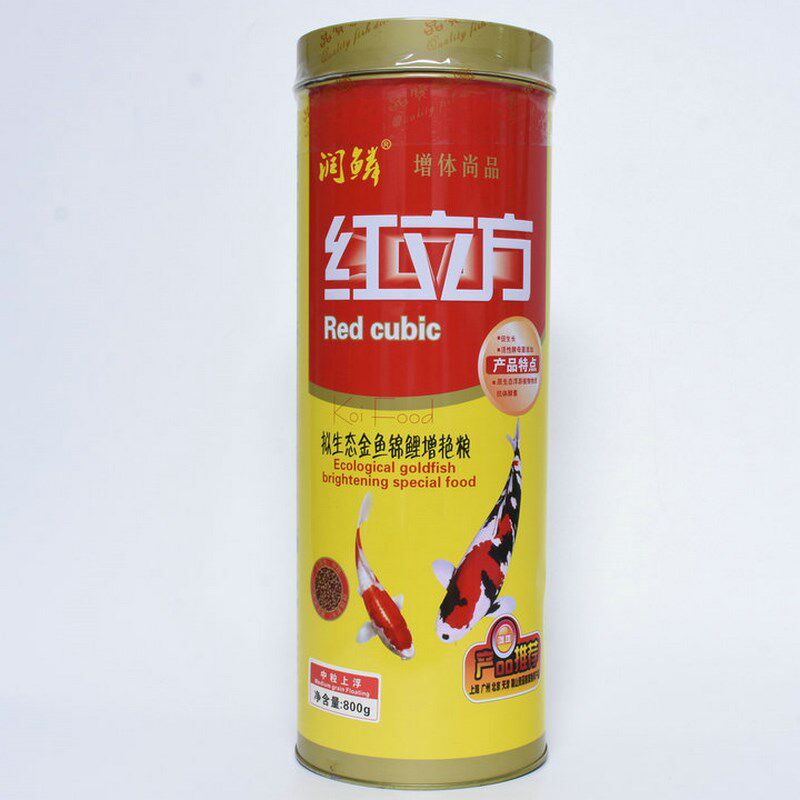 润鳞红立方金鱼锦鲤鱼饲料 桶装鱼粮 中粒上浮 不浑水 增艳鱼食