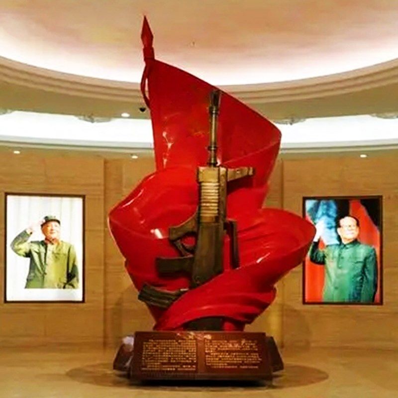 革命雕塑厂家定制纪念展馆红色文化雕像大型石雕红旗火炬爱国摆件