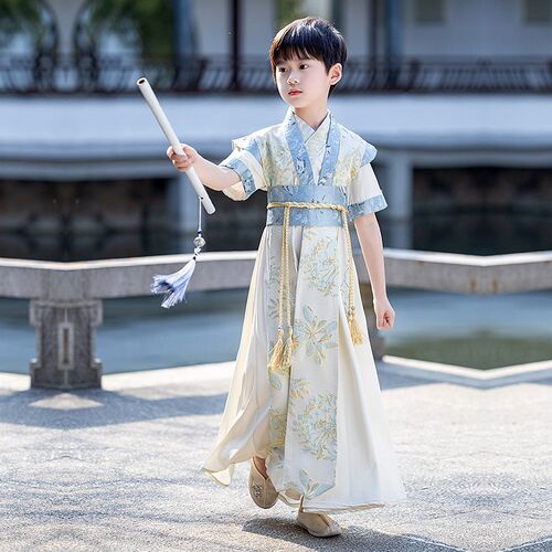 汉服男童夏季武侠风酷帅男孩侠客古装演出服高级儿童幼儿园表演服