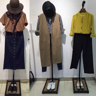 正挂衣架装饰模特女装店橱窗展示架铁艺服装货架落地式双挂架点挂