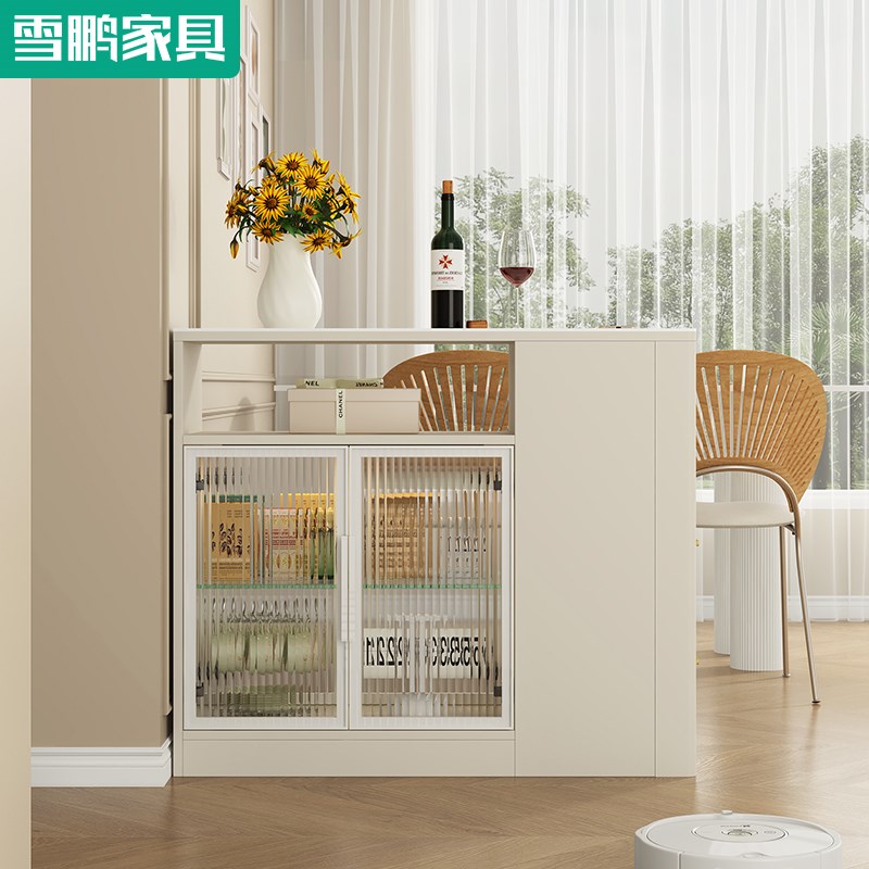 简约奶油风岩板双面储物玄关隔断柜鞋柜家用间厅柜沙发边柜6W26