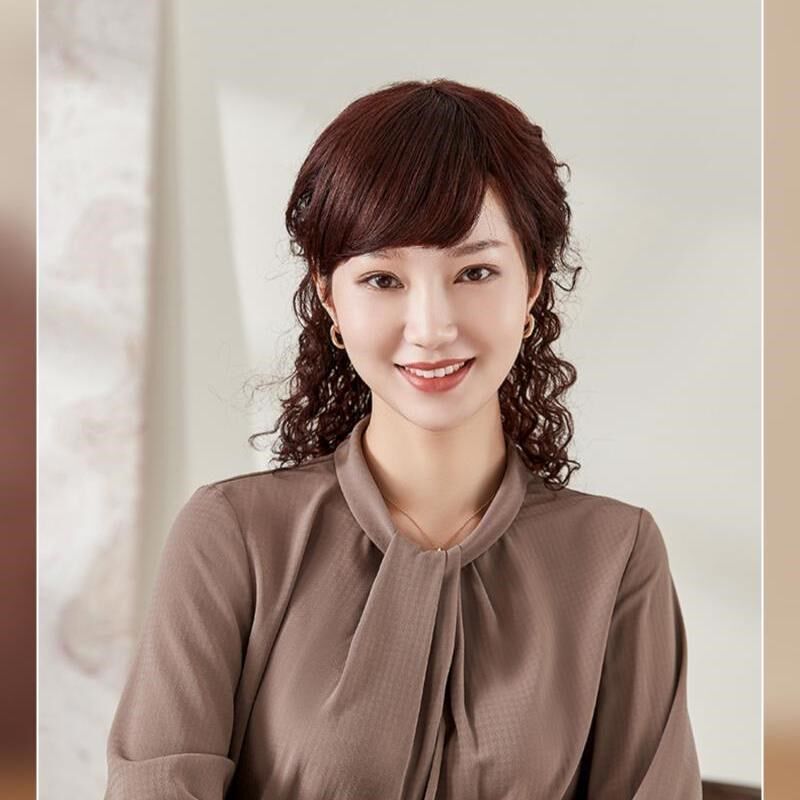 假发女真发全真人发玉米烫全头套妈妈中长发新款卷发自然假发套