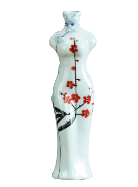 旗袍仕女干花水培绿植花插陶瓷花瓶新中式客厅玄关电视柜家居摆件