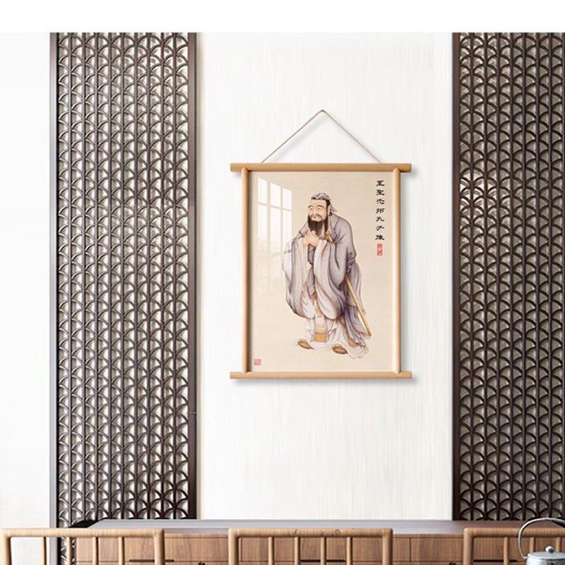 孔子入户玄关圣贤画像挂画卧室茶室孔夫子仁义装饰画国学摆件