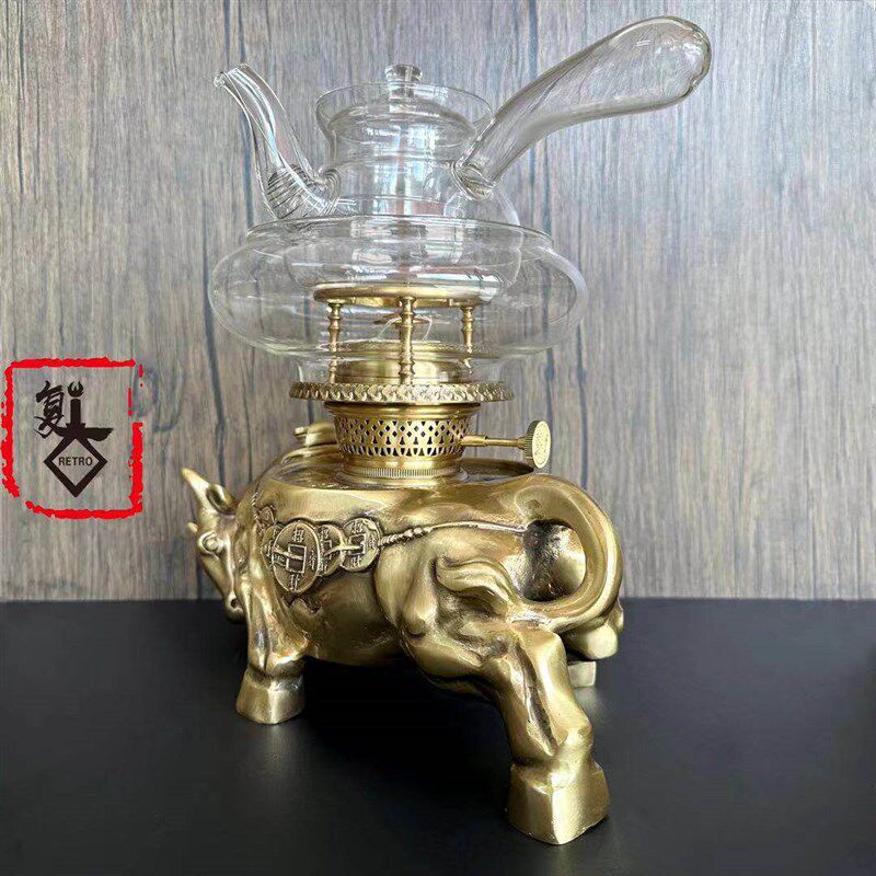 古焰空气灯精品茶灯 中式功夫茶煤油灯茶炉 明火煮水养生茶器复古
