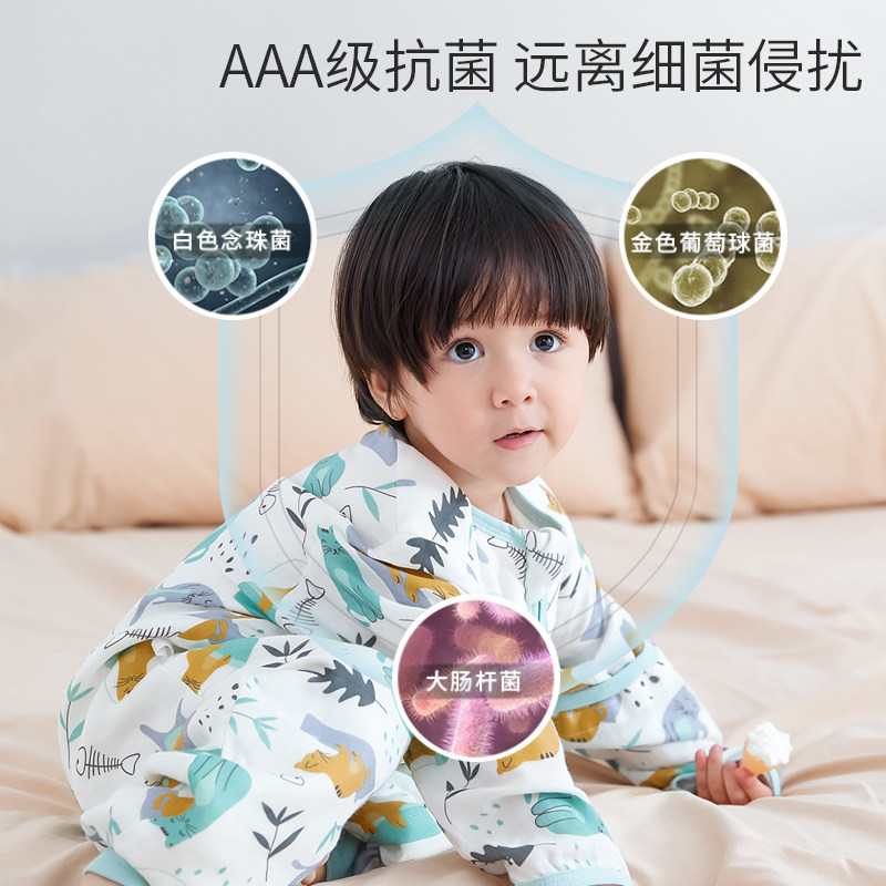 婴儿纱布睡袋春夏季夏天薄款四季通用新生儿童宝宝一体式防踢被