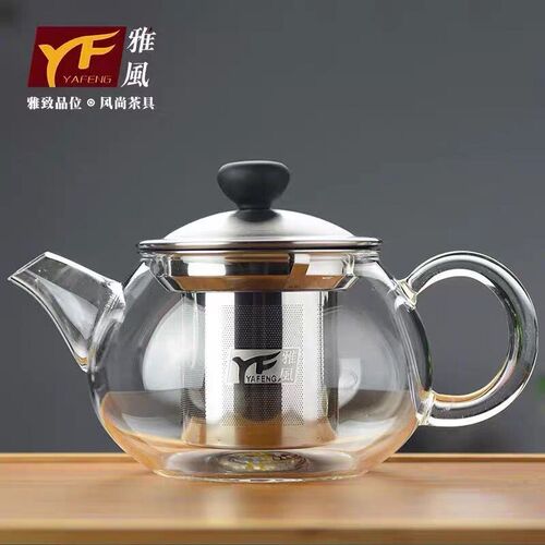 雅风加厚玻璃茶壶耐高温不锈钢过滤泡茶壶家用冲茶器小号功夫茶具