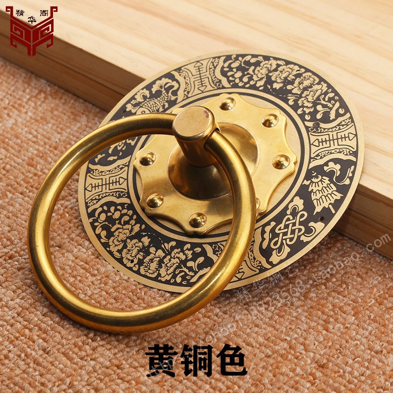 中式纯黄铜仿古别墅大门双开门拉手古铜农村老式实木大门门把拉手