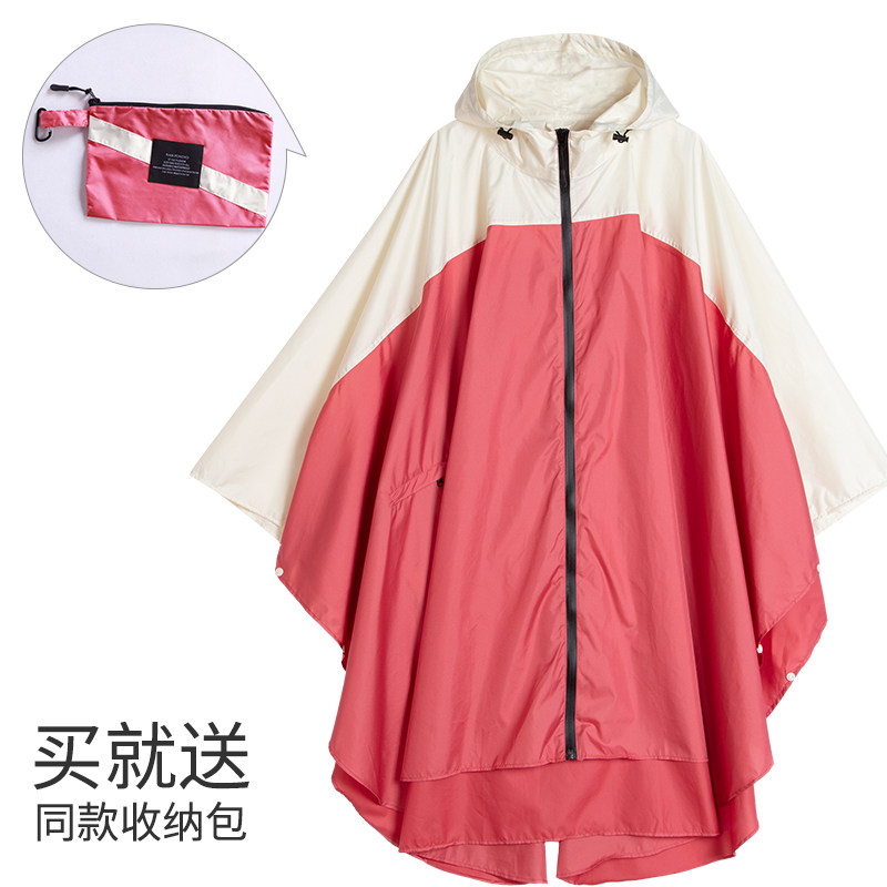 2022新品成人大码斗篷雨衣时尚徒步户外背包骑车男女拼色防水雨披