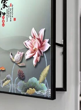 竖版侧开电表箱装饰画免打孔新中式风景北欧餐厅挂画电闸盒配线箱