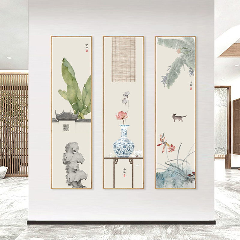 水墨宣言 新中式文艺风格竖版装饰画江南中国风挂画客厅背景墙画