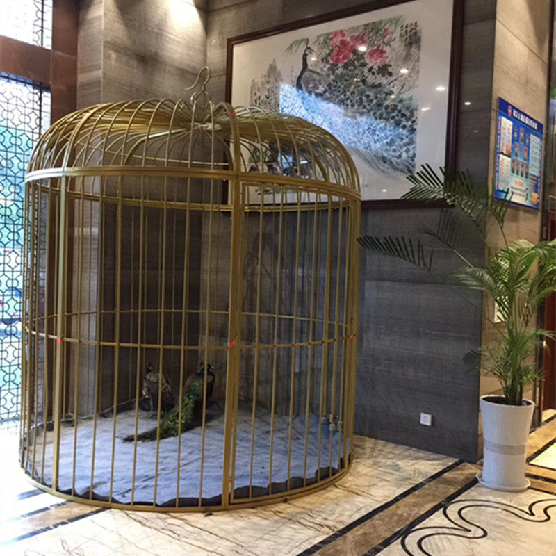 铁艺超大号孔雀装饰鸟笼户外公园大型鹦鹉虎皮八哥鸽子加网养鸟笼