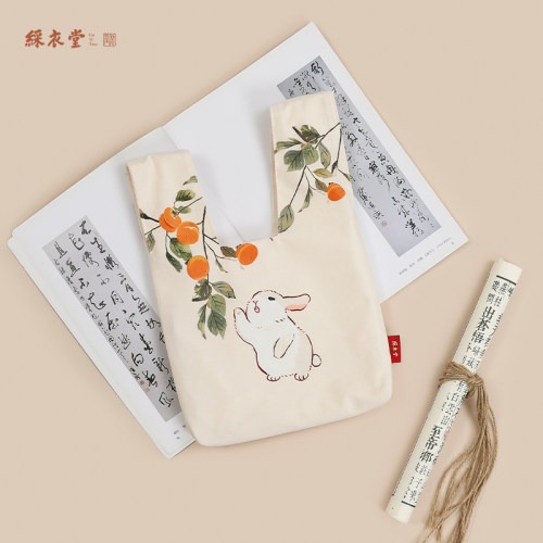 彩衣堂国风可爱手拎手腕包手拿小包女手机零钱遛弯包中秋兔AC