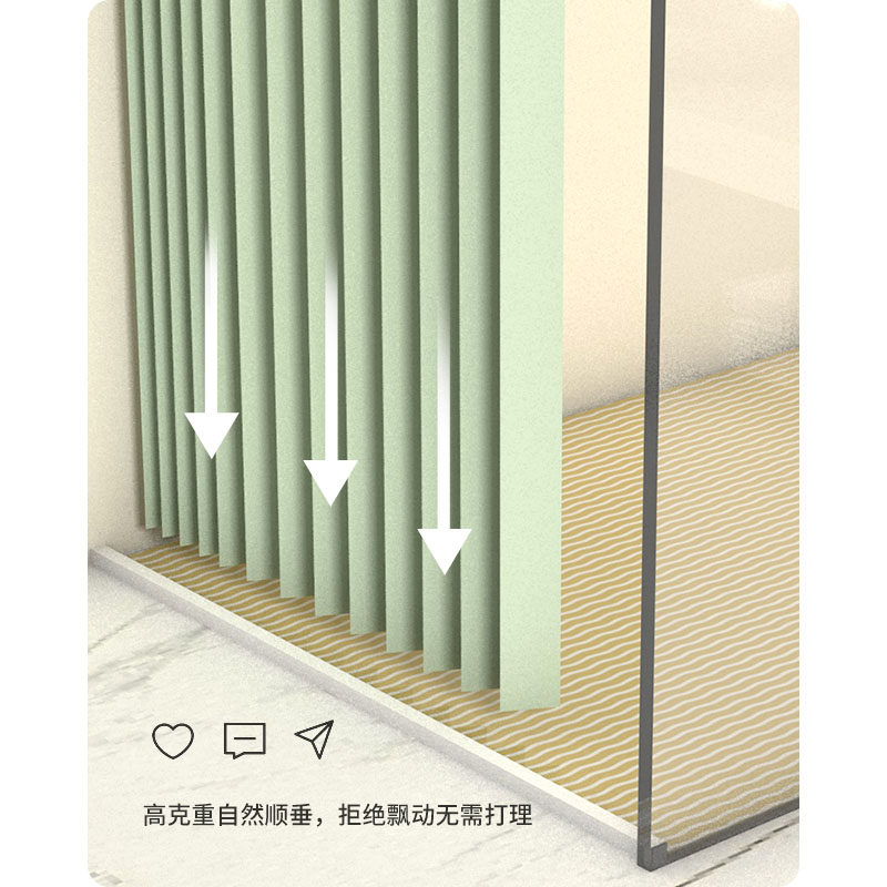 浴间隐形折叠浴帘防水布 淋浴帘防霉磁吸套装可免打孔隔断帘高档