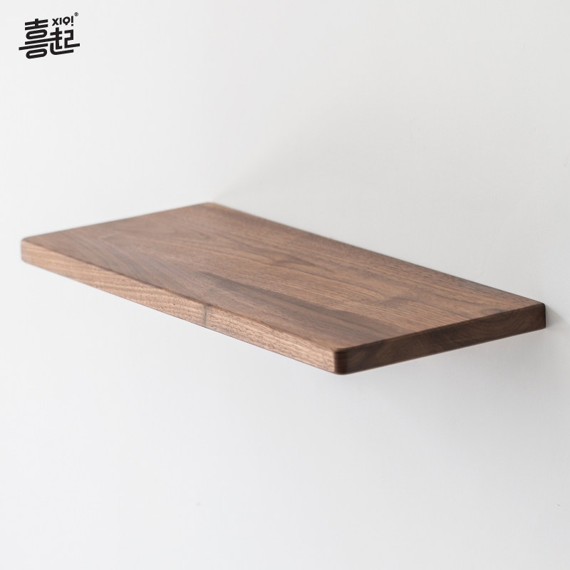 胡桃木壁挂实木一字板置物架 挂墙木质书架原木隔板装饰搁板定制