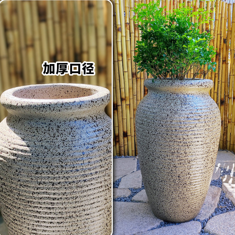 庭院花园粗陶大号红陶花盆复古陶罐组合民宿别墅种花种树落地摆件