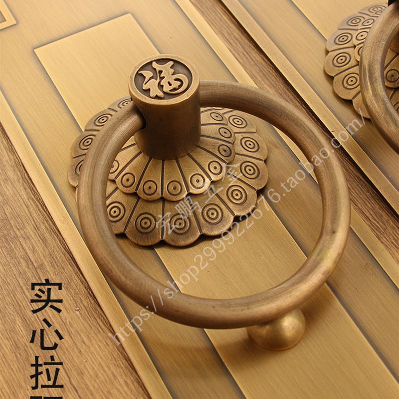 新中式加厚加粗大门门栓门锁仿古简约回纹别墅祠堂大门拉手门把手