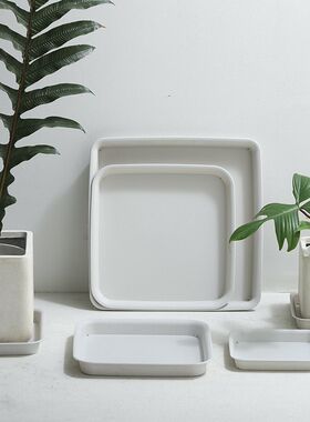 特大号白色正方形花盆底托无轮款接水盘塑料托盘底座加厚绿植花盘