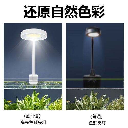 鱼缸灯led灯防水小鱼缸水草灯全光谱造景水族专用超薄COB夹灯迷你