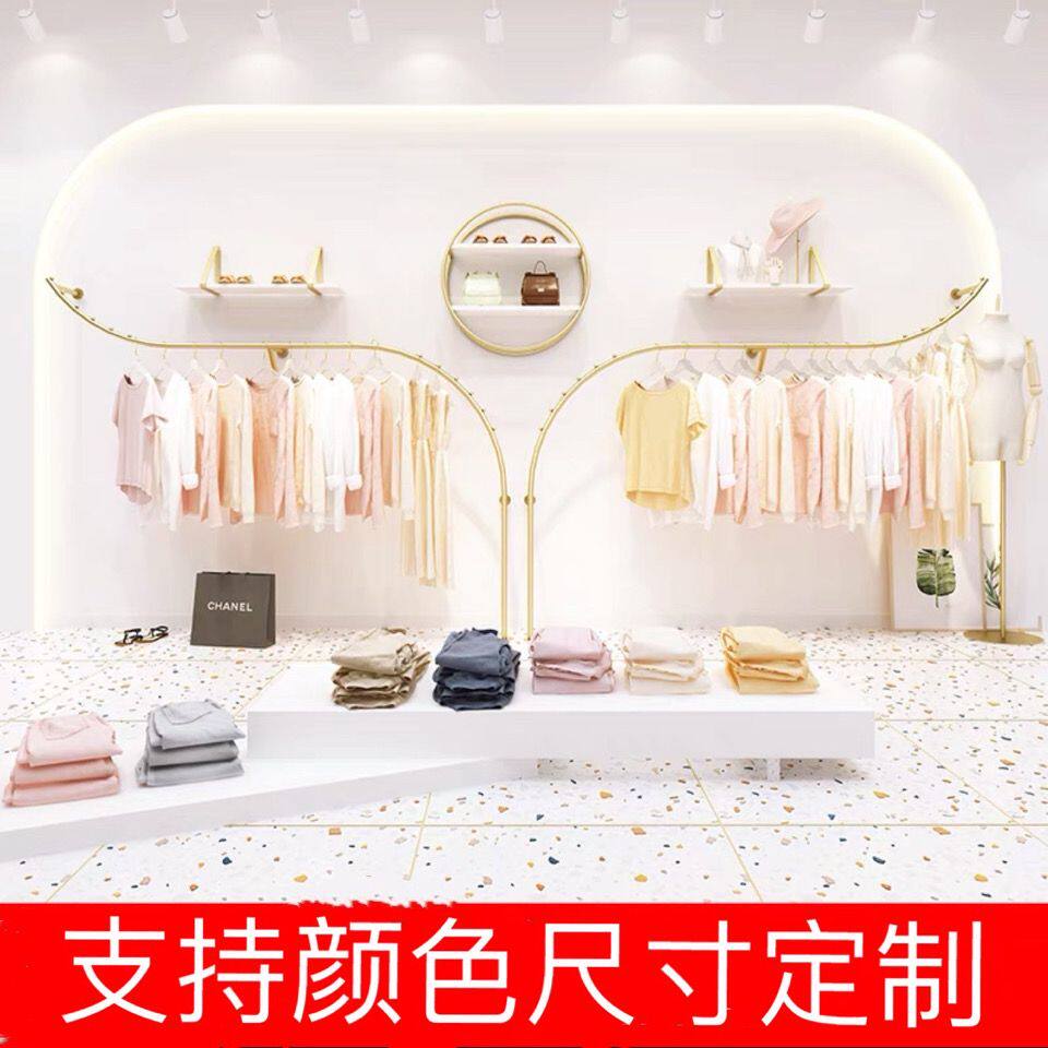 服装店展示架上墙壁挂式女装店墙上挂衣服杆子童装挂衣架陈列货架