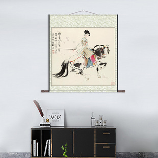 红樓仕女刘旦宅斗方人物挂画丝绸卷轴画客厅装饰画酒店壁画定制画