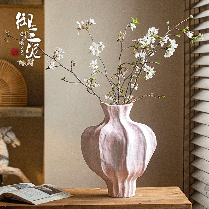 御三泥新中式陶瓷花瓶客厅玄关轻奢高级感摆件装饰花器养鲜花插花