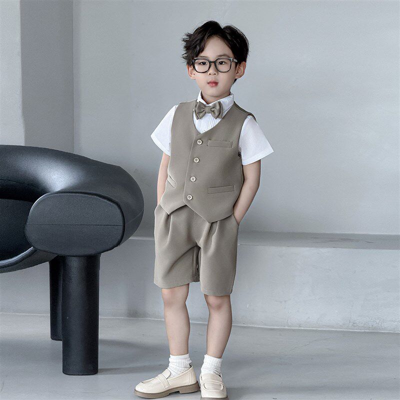 男童高级感主持人礼服2025夏男孩生日洋气西装套装英伦小少爷西服