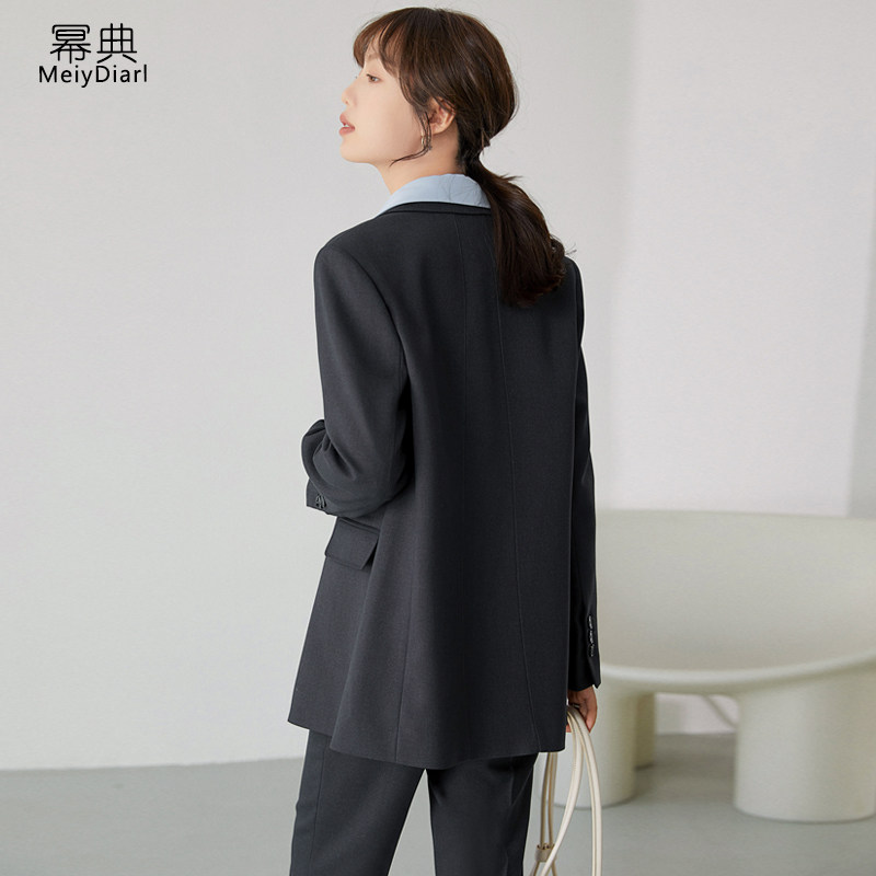 休闲西装外套女小个子2024年春季新款气质高级感黑色西服职业套装